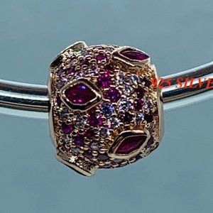 NEW Authentic Pandora Rose Gold KISS PAVE Charm / Pandora Bracelet/Pandora Charm